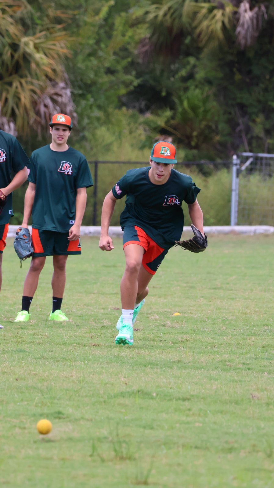 DDLA athletes at a fielding drill