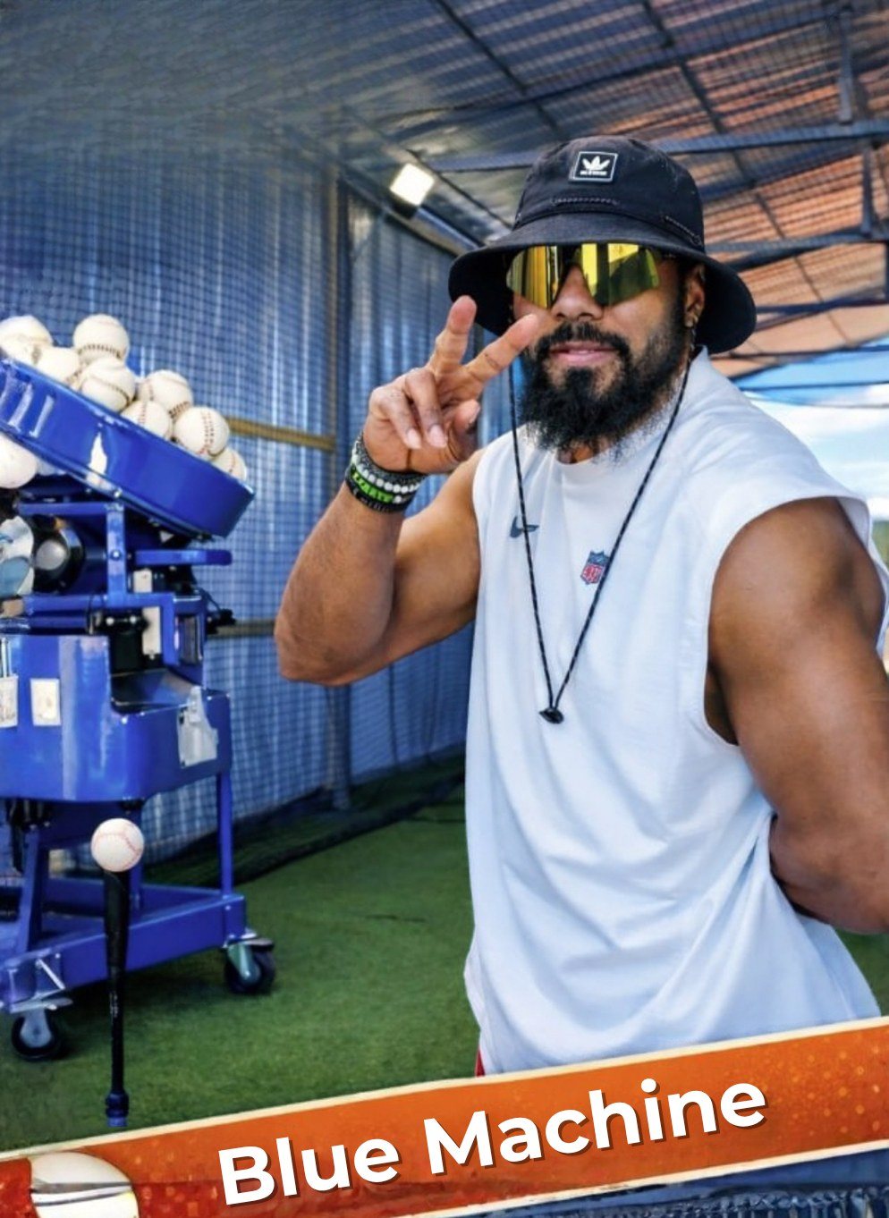 Coach Vladimir “Blue Machine” Nival in the DDLA batting cage